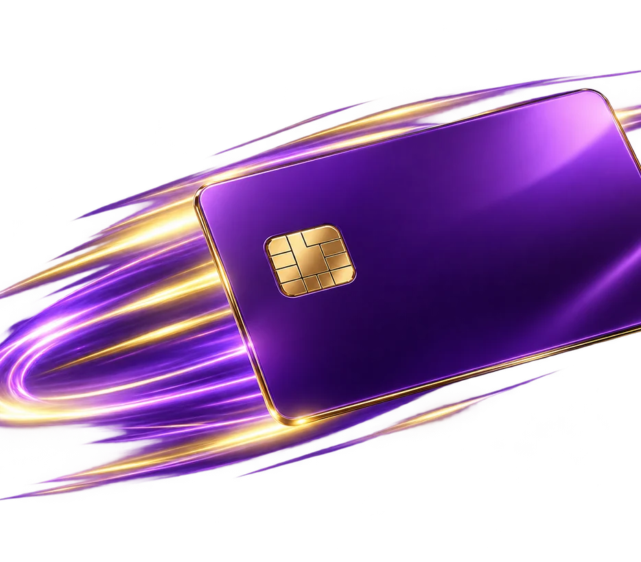 Purple Mastercard payment card used for Here2Win Casino deposits